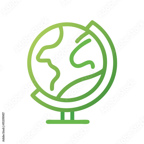 Green globe icon with leaf representing global environmental awareness