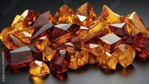 Amber. Beautiful colored pieces of amber. Amber texture. Red-yellow amber with bubbles, waves, divorces and color transitions. Natural mineral Sunstone. Material for jewelers. Crystal. Two pieces