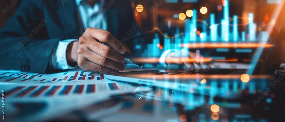 Stock market data analysis, Business, finance and investment concept. Businessman analyzing stock market graph data with financial graph, business growth with market report, currency exchange Stock market data analysis, Business, finance and investment concept. Businessman analyzing stock market graph data with financial graph, business growth with market report, currency exchange