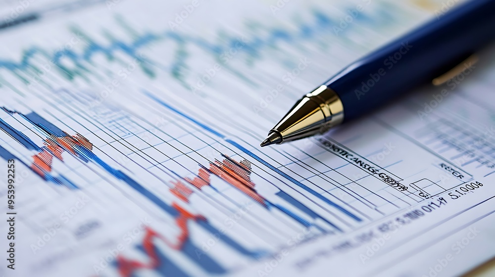 Pen Resting on a Financial Graph Pen Resting on a Financial Graph