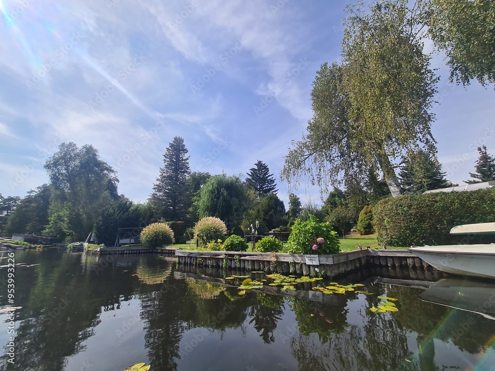 Fototapeta premium view on the Müggelspree River in Berlin Rahnsdorf