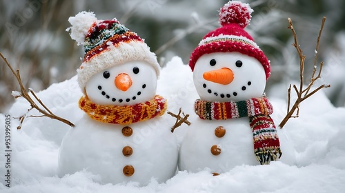  Christmas snowman in the snow