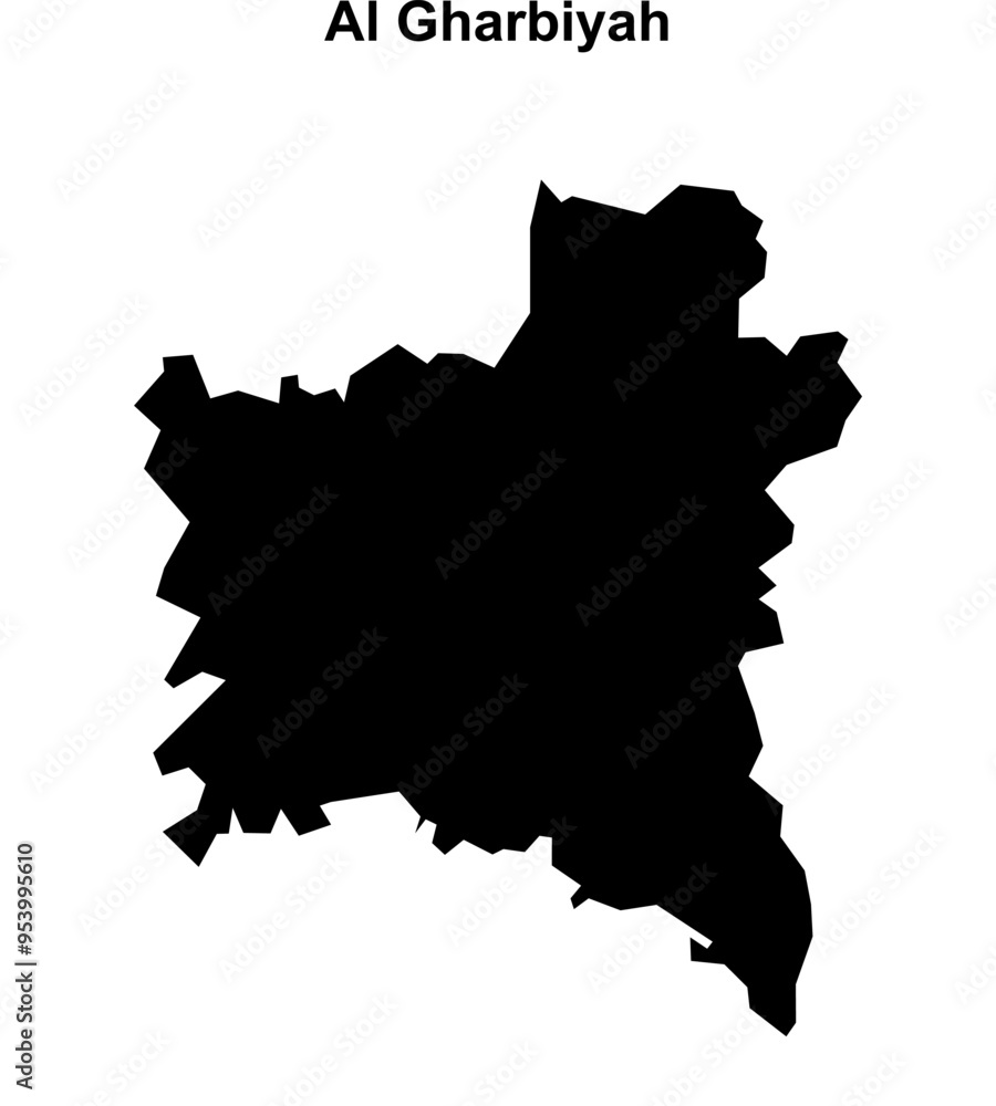 Al Gharbiyah governorate blank outline map