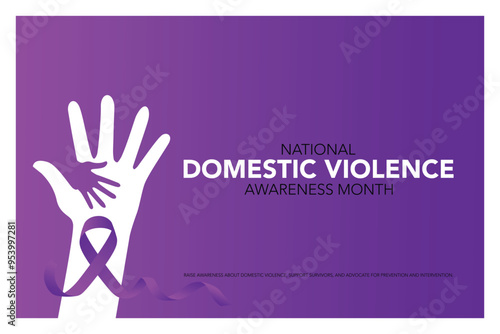 National domestic violence awareness month is observed every year in october. Domestic violence awareness month, background with purple ribbon. Vector illustration.