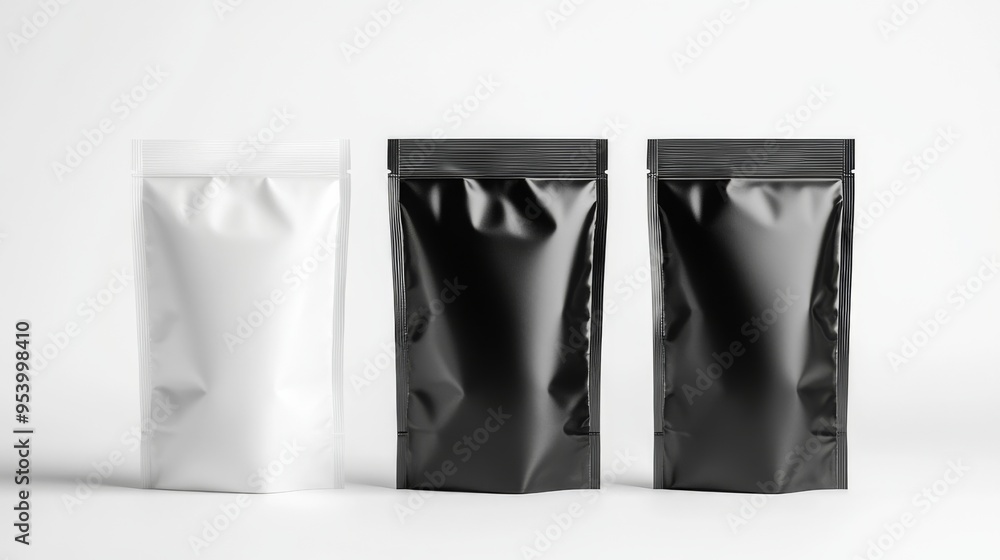 Blank Foil Packaging Bags Mockup. Blank Foil Packaging Bags Mockup.