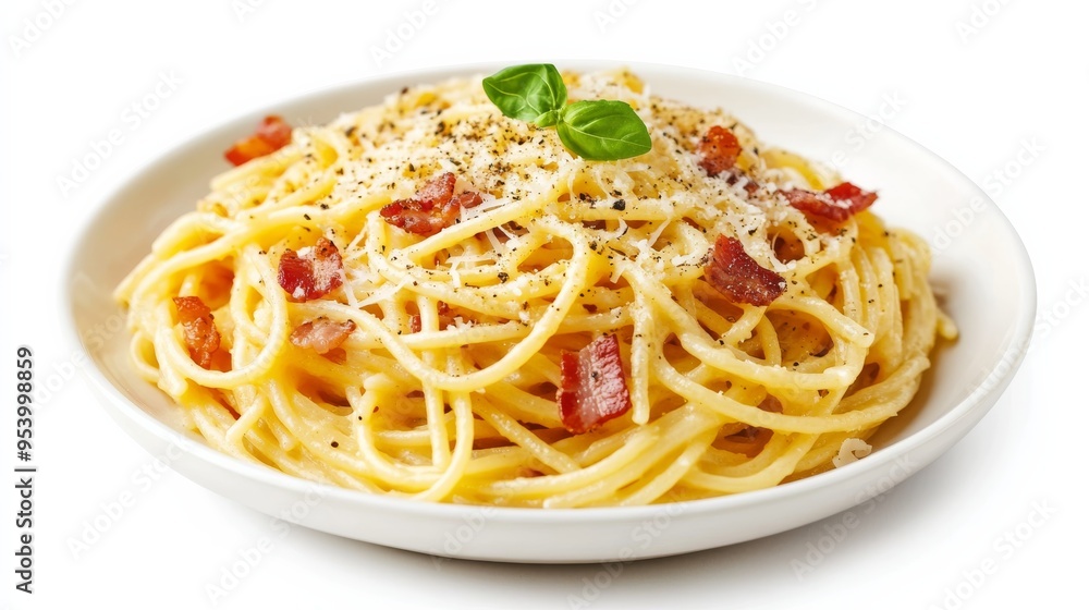 Spaghetti Carbonara with Bacon and Parmesan Cheese Spaghetti Carbonara with Bacon and Parmesan Cheese