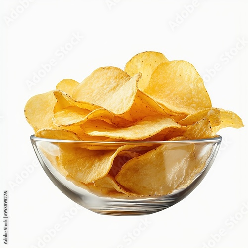 potato chips on the bowl isolated on a transparent background