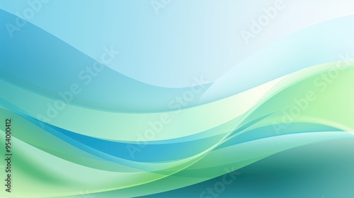 A smooth gradient background featuring flowing waves in shades of blue and green, ideal for design and presentation purposes.