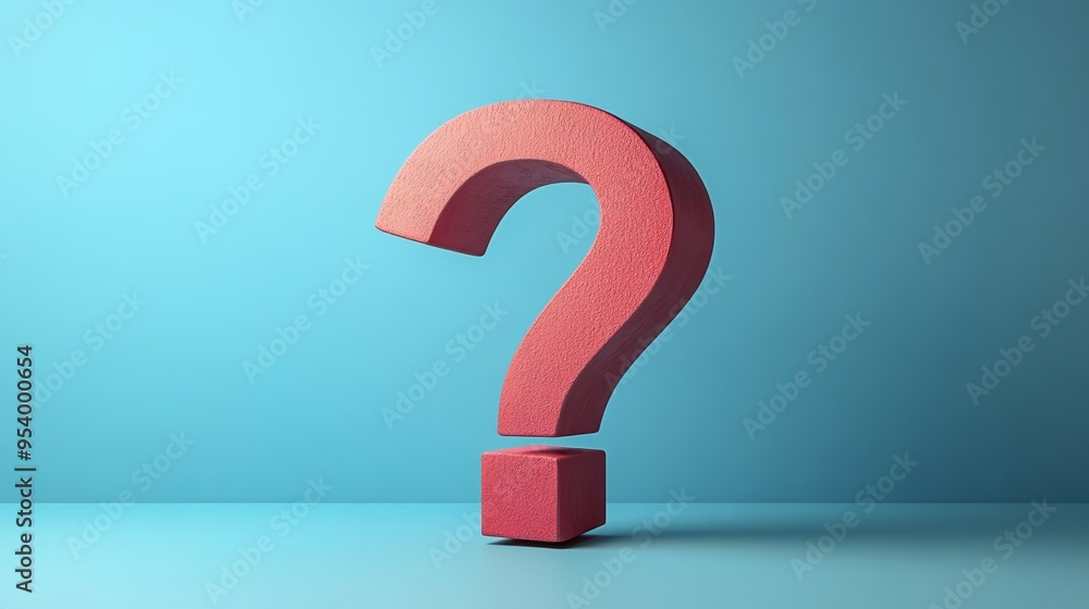A red question mark is on a blue background A red question mark is on a blue background