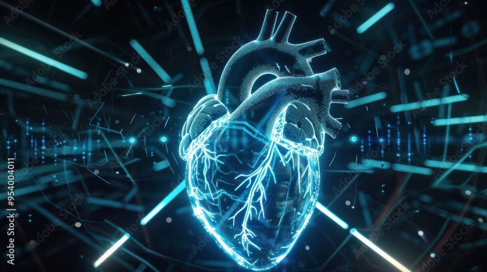 Digital Heartbeat - A 3D Illustration of a Human Heart Digital Heartbeat - A 3D Illustration of a Human Heart
