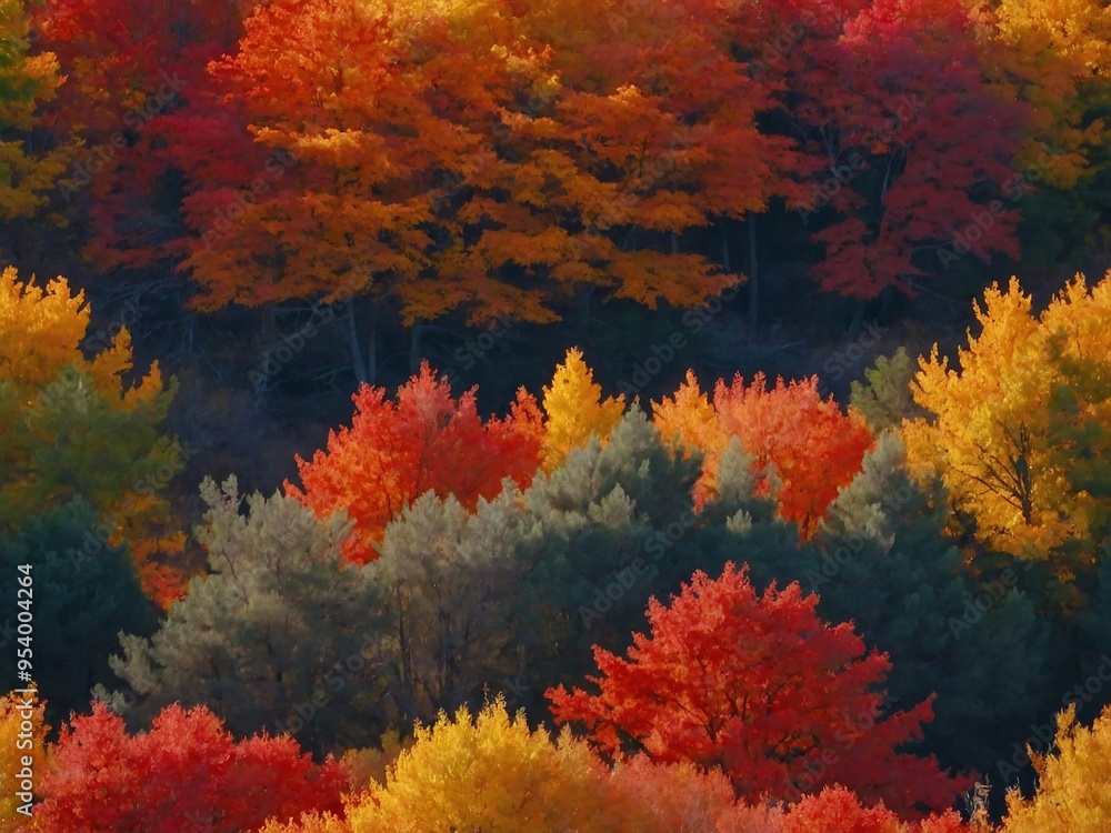 Autumn’s essence captured in watercolor, featuring vivid reds and oranges of leaves against a tranquil sky. Autumn’s essence captured in watercolor, featuring vivid reds and oranges of leaves against a tranquil sky.