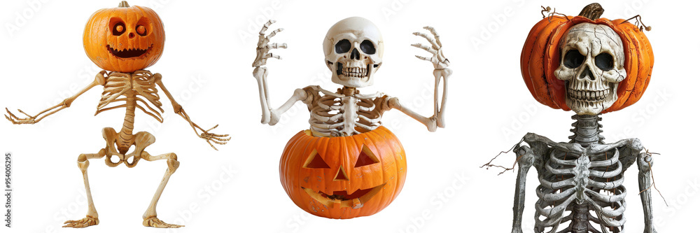Halloween Skeletons With Pumpkins Halloween Skeletons With Pumpkins