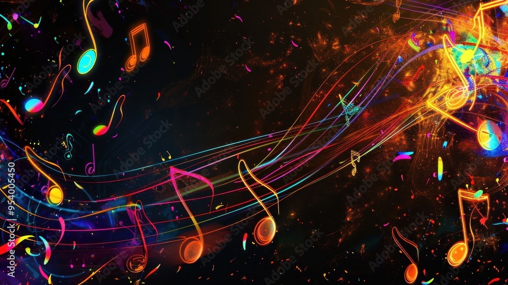 Abstract Musical Composition with Vibrant Notes Abstract Musical Composition with Vibrant Notes