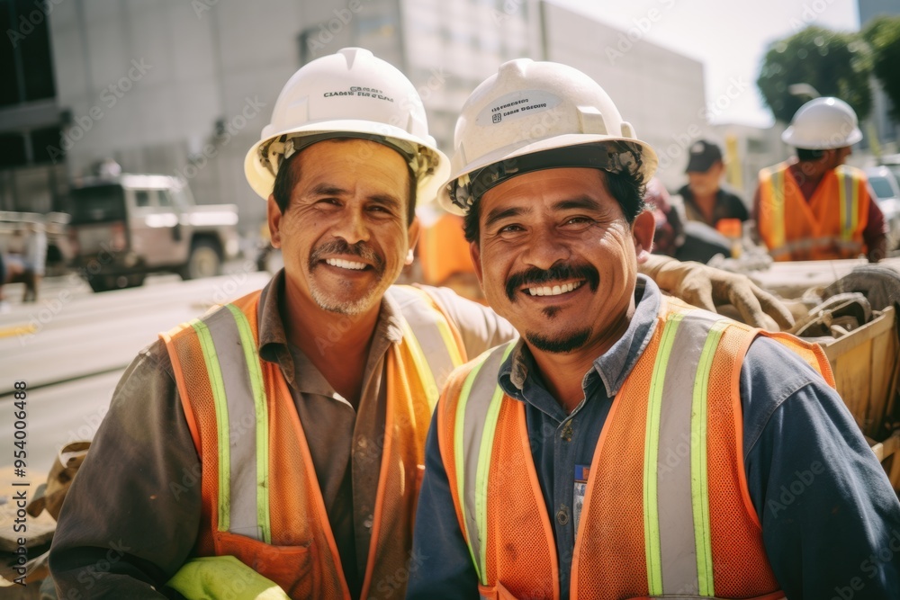 Group of construction engineers at construction site working on important project with smile Group of construction engineers at construction site working on important project with smile