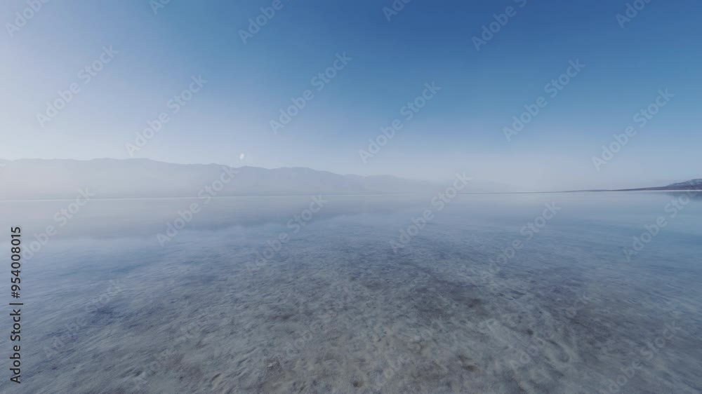 Cinematic pan of ancient Lake Manly at Badwater Basin in Death Valley National Park in California, USA Cinematic pan of ancient Lake Manly at Badwater Basin in Death Valley National Park in California, USA