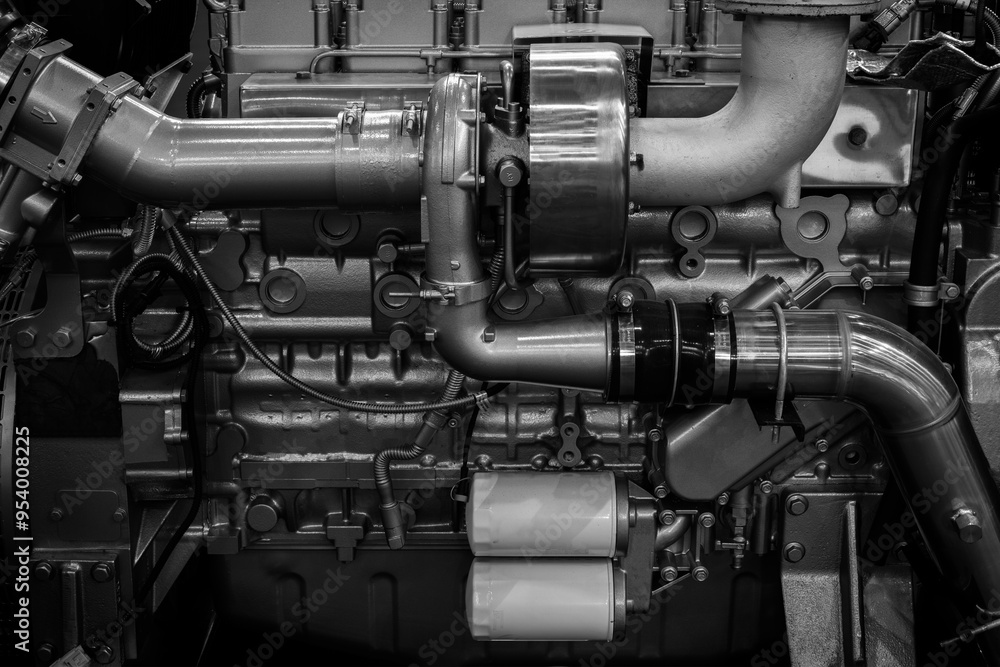 diesel engine. Fragment of a diesel motor close-up. Engine details Diesel engine backgroundbackground diesel engine. Fragment of a diesel motor close-up. Engine details Diesel engine backgroundbackground