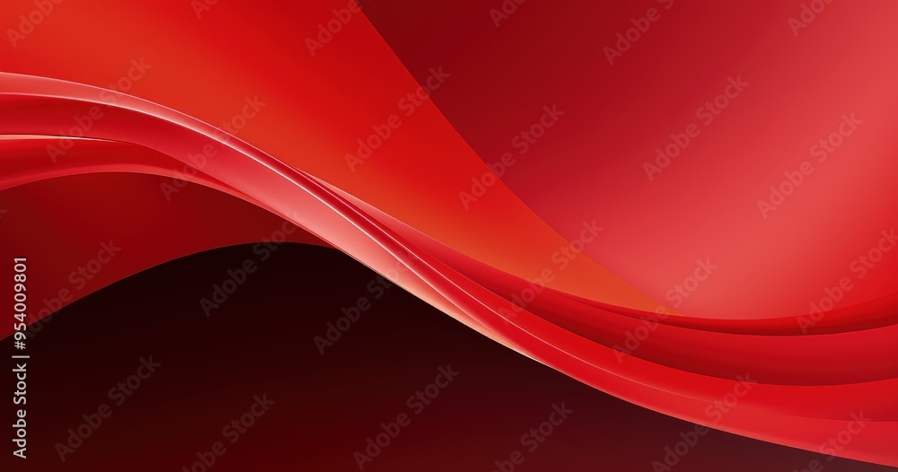 Obraz premium A smooth, flowing abstract design featuring vibrant red waves that create a dynamic and energetic visual effect.