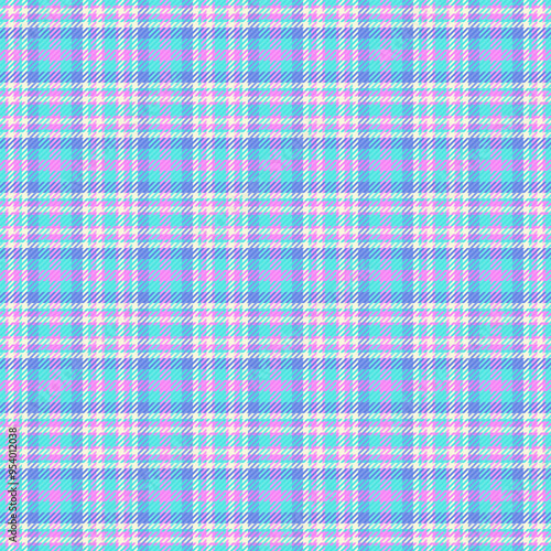 Page vector textile pattern, hippie fabric tartan plaid. Romance seamless texture background check in teal and magenta colors.