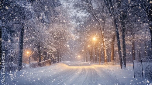 A powerful snow storm blankets the landscape, transforming the environment into a winter wonderland