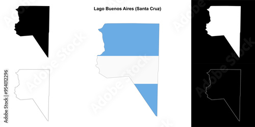 Lago Buenos Aires department (Santa Cruz) outline map set