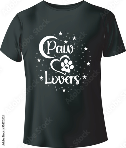 Paw Lovers Typography T-Shirt Design