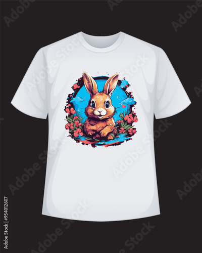 Cute Rabbit Typography T-Shirt Design