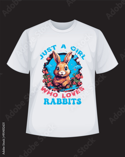 Just a girl who loves rabbits Vector T-Shirt Design