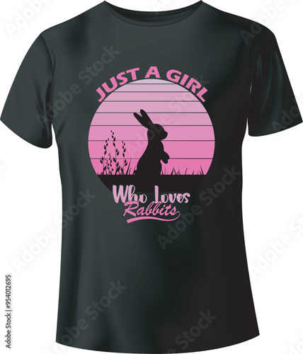 Just a girl who loves rabbits Typography T-Shirt Design