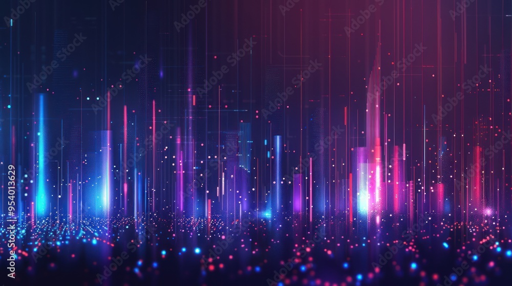 Abstract Digital Cityscape in Neon Lights Abstract Digital Cityscape in Neon Lights