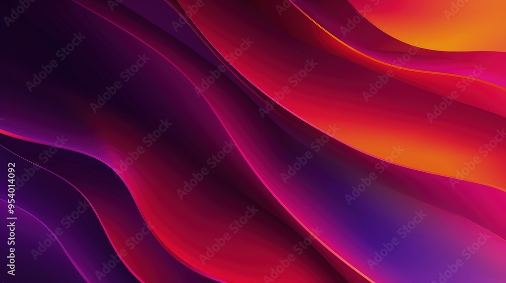 Fototapeta premium A vibrant abstract wave design featuring rich gradients of purple, orange, and pink, ideal for digital backgrounds.
