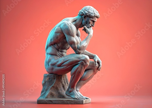 A detailed sculpture of a man in the classic 