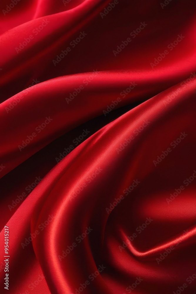 Red silk or satin luxury fabric texture can use as abstract background. Top view.