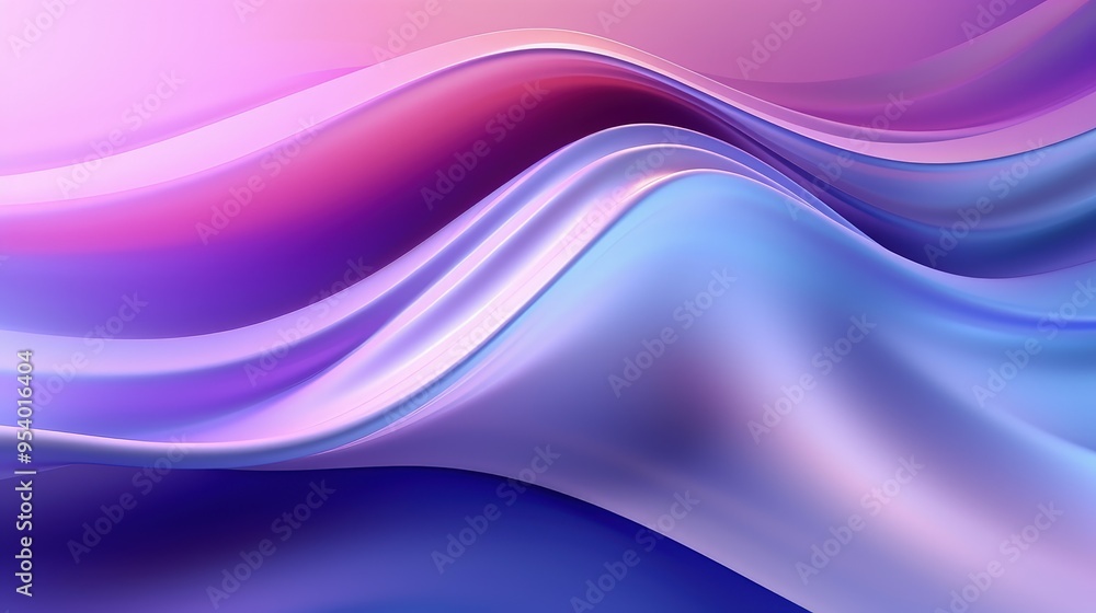 Naklejka premium A smooth, flowing abstract design featuring soft gradients of purple and pink hues, evoking a sense of calm and fluidity.