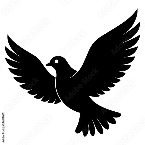 Black flying dove bird silhouette vector illustration