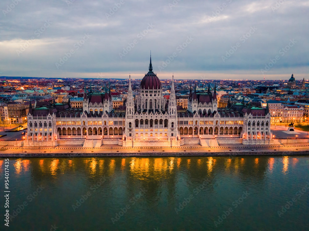 Fototapeta premium Aerial view of Parliment Building in Budapest