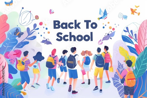 first day of school, vector illustration