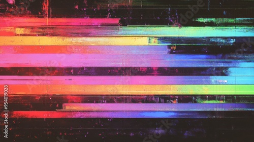 Abstract Glitch Art with Horizontal Stripes