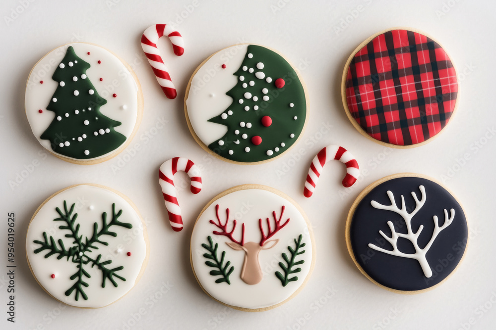 Collection of various colorful christmas cookies stacked together Collection of various colorful christmas cookies stacked together