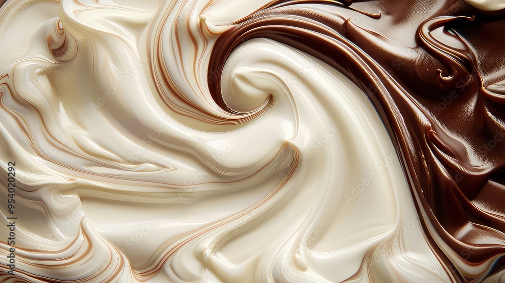 White and brown swirls of creamy substance. White and brown swirls of creamy substance.