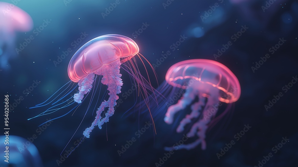 Naklejka premium Jelly fish in the water