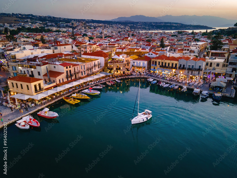 Fototapeta premium Sunset in Chania, Crete, Greece