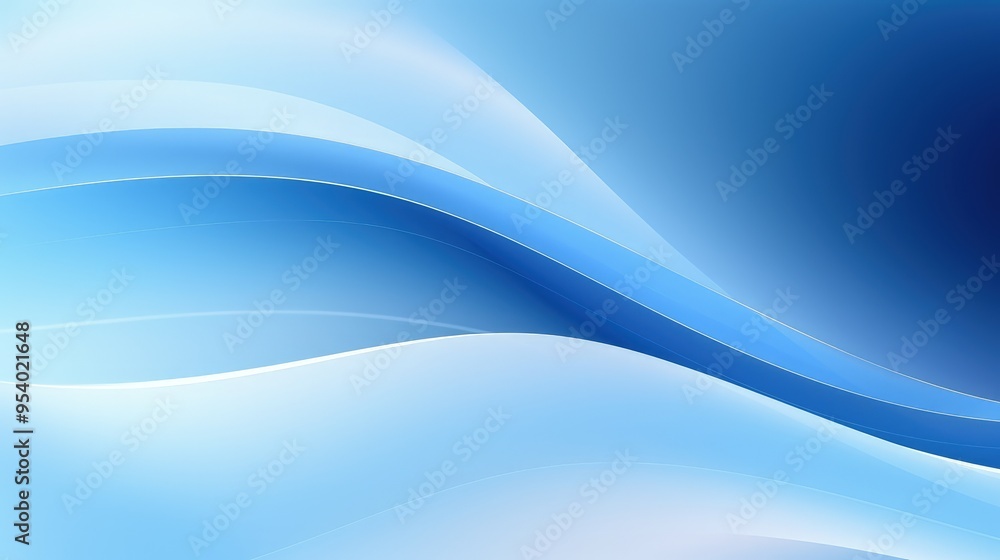 Obraz premium A smooth gradient design featuring flowing blue waves, ideal for backgrounds or digital artwork.