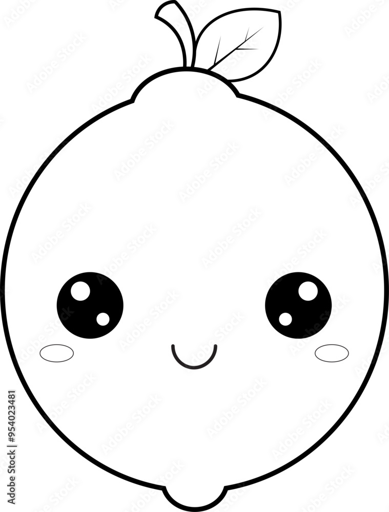 Obraz premium cute lime fruit coloring page for kids 