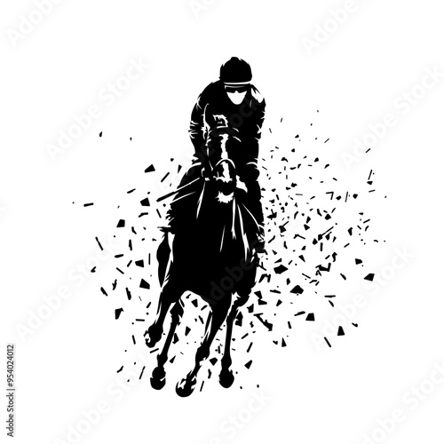 Horse racing, equestrian. Isolated ink drawing. Abstract vector silhouette