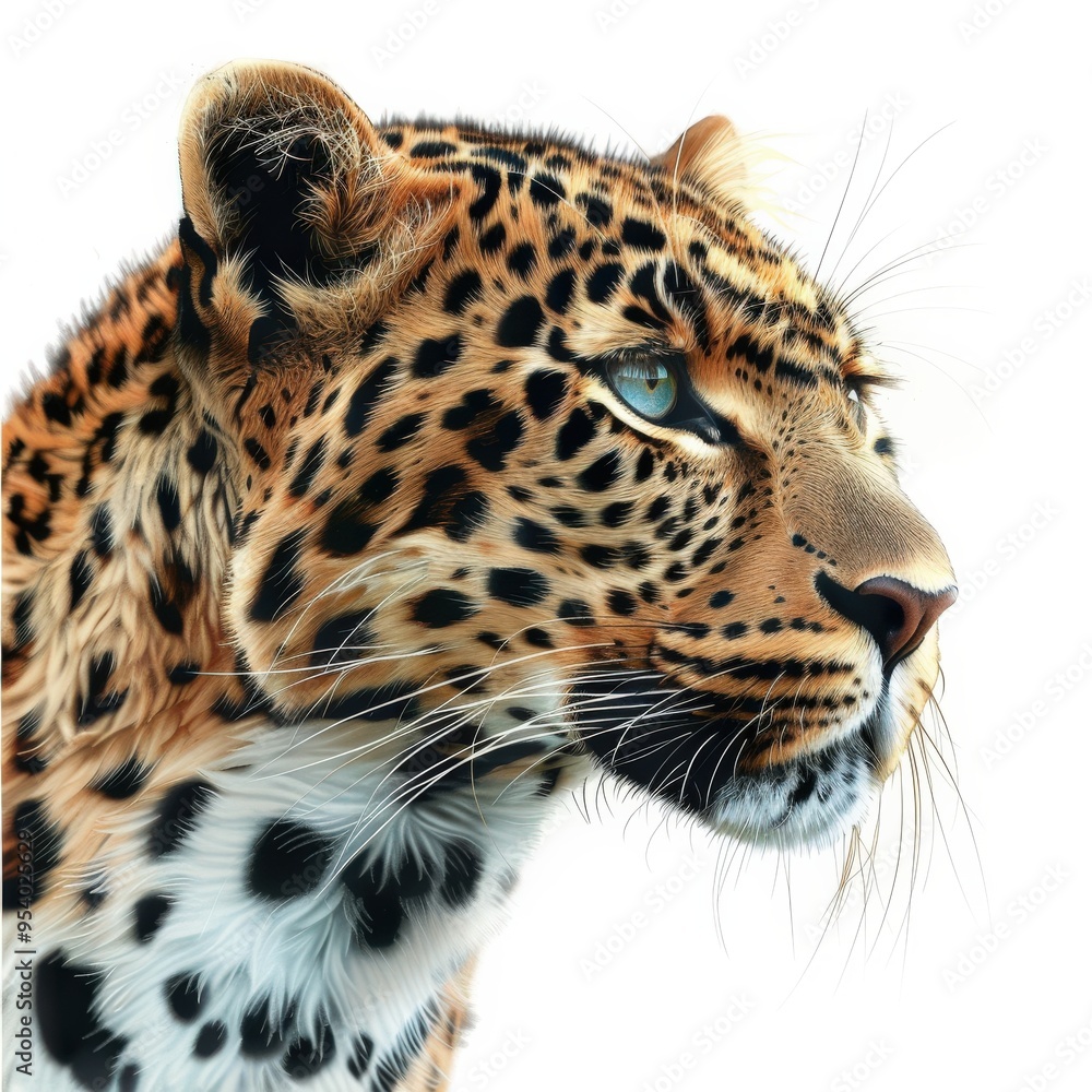 Brown Spots. Leopard with Distinct Spots and Fierce Expression in Natural Pose