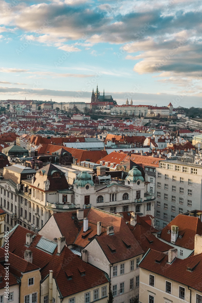 Fototapeta premium Beautiful winter sunset in Prague