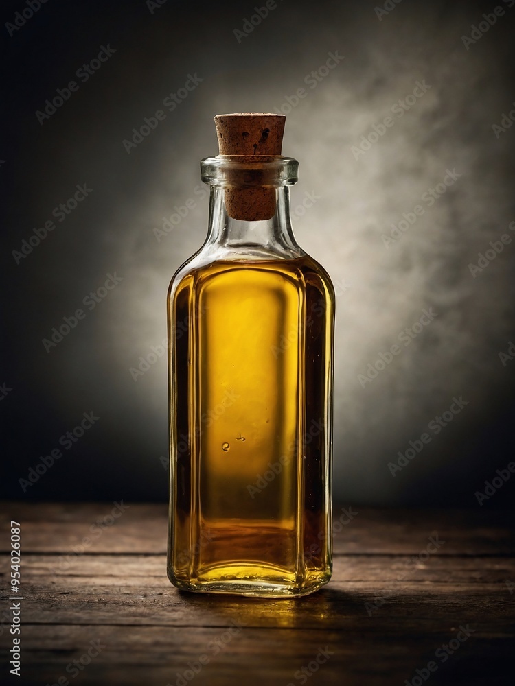 Bottle of oil depicted in an image. Bottle of oil depicted in an image.