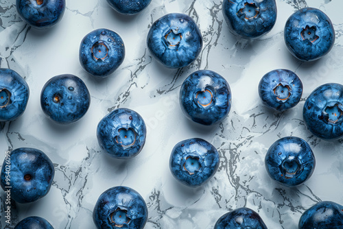 Blueberries on Marble Surface