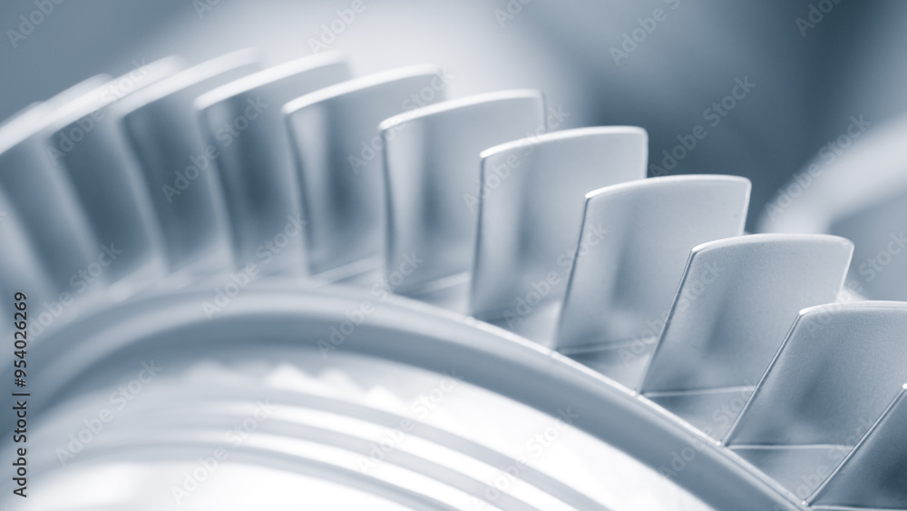 Fototapeta premium Part of a metal turbine printed on a 3D printer, new additive technologies concept background