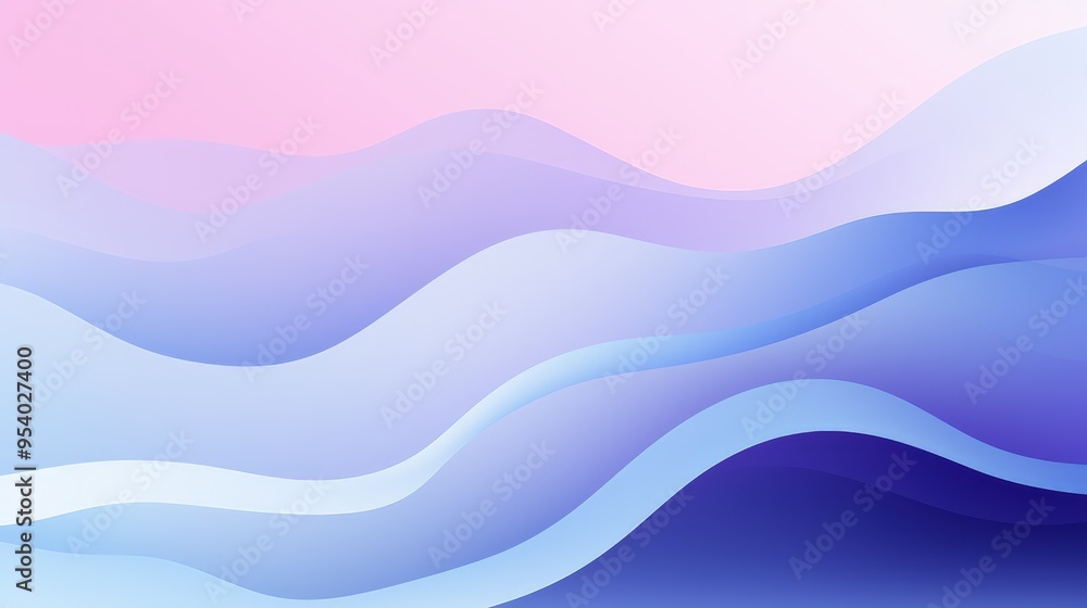 Obraz premium A smooth gradient design featuring waves in shades of pink and blue, creating a calming and modern abstract background.